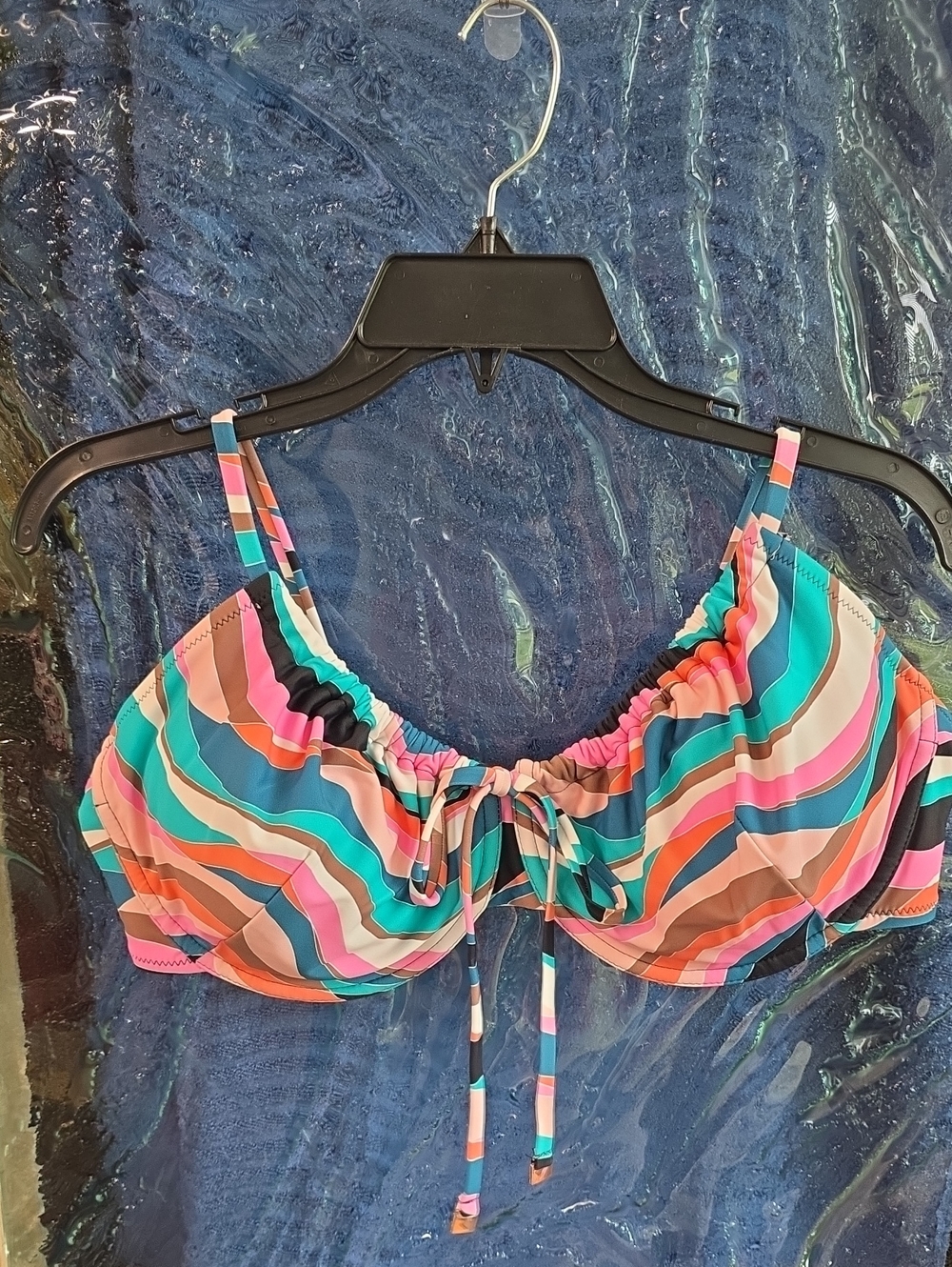 Raisins Multicolor Wave-Stripe Bikini Top - NWOT